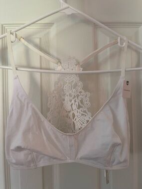 Anthropologie White Lace-Back Bralette